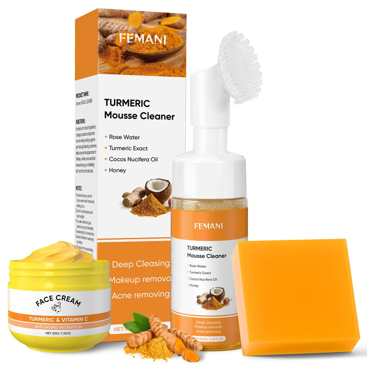 femani front packaging showing full turmeric skincare set benefits