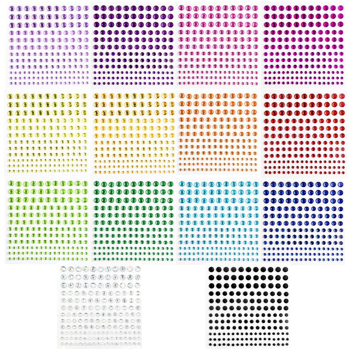 FEMBW front packaging showing 14 colorful gem sheets and quantity