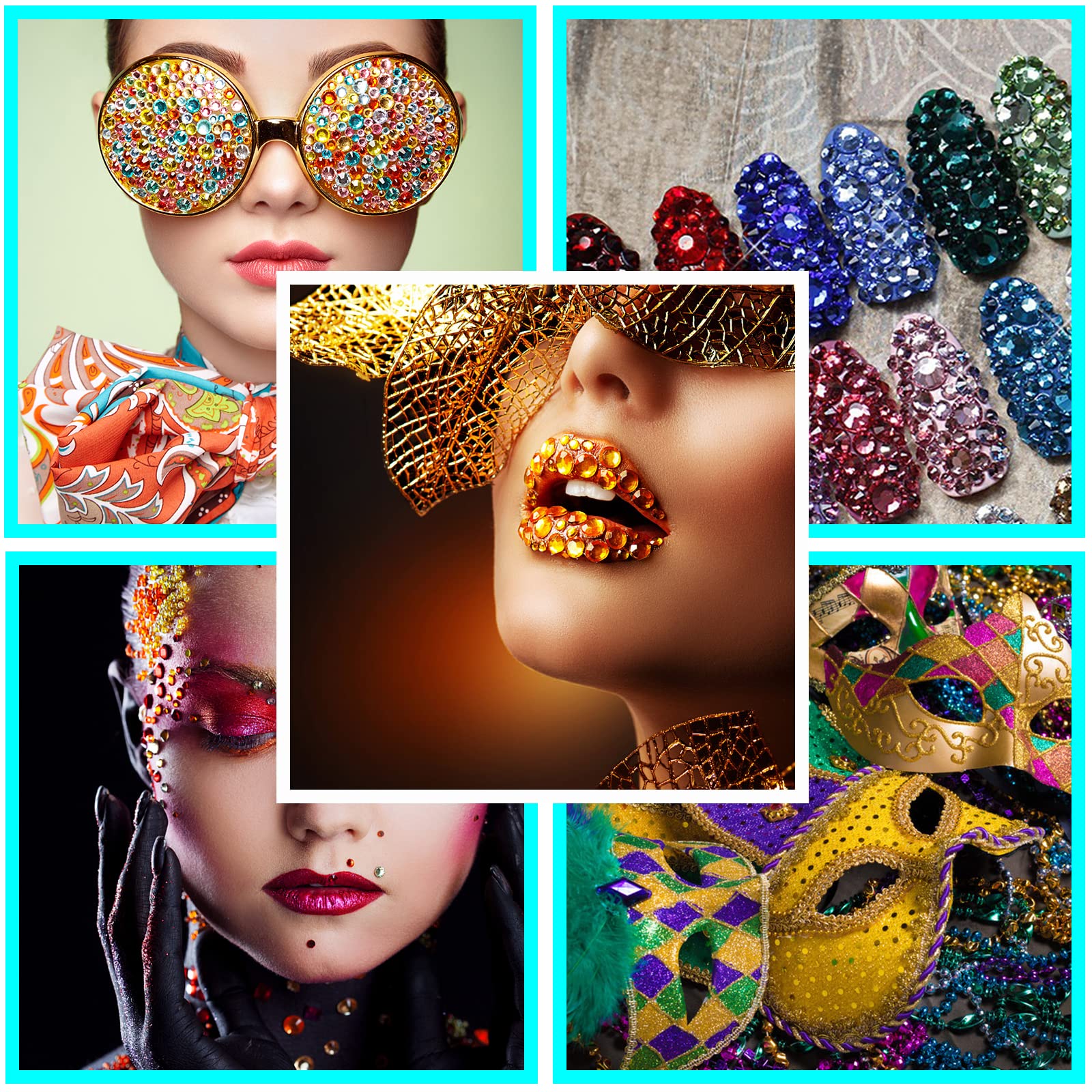 FEMBW gems applied on nails creating festival-ready sparkle