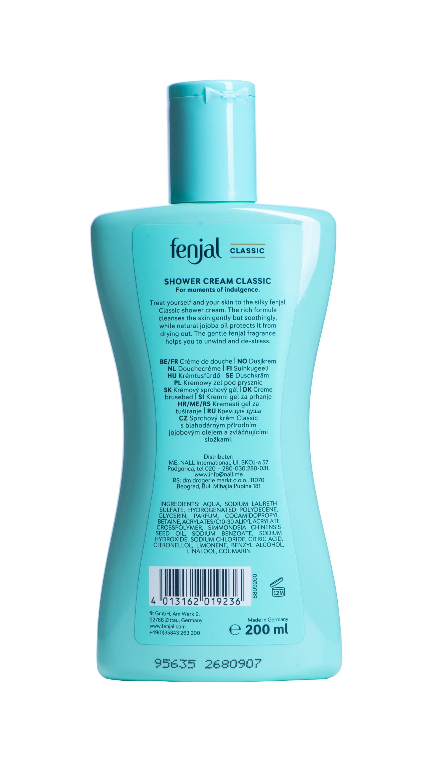 Fenjal close-up of pump dispensing cream, shows creamy texture benefit