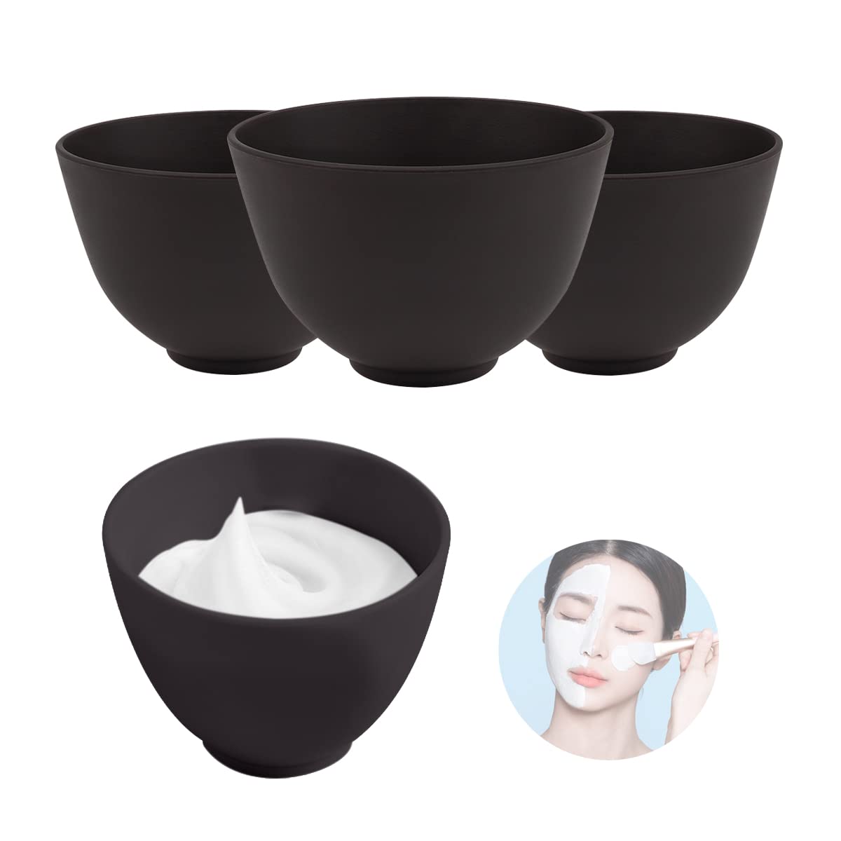 FERCAISH front view of four black silicone bowls showing compact set and practicality