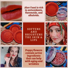 FERIHA arranged ingredients image with poppy petals and pomegranate rind benefit