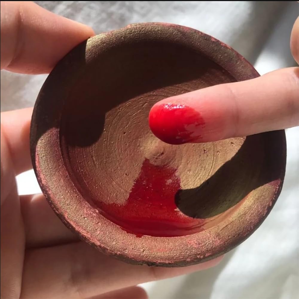 FERIHA application on lips demonstrating even brick-red color payoff