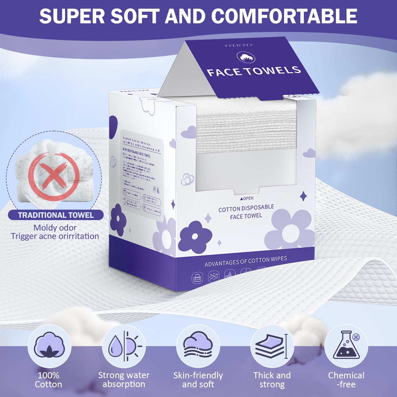 FFEWAFP close-up of smooth side, gentle on sensitive skin and lint-free finish