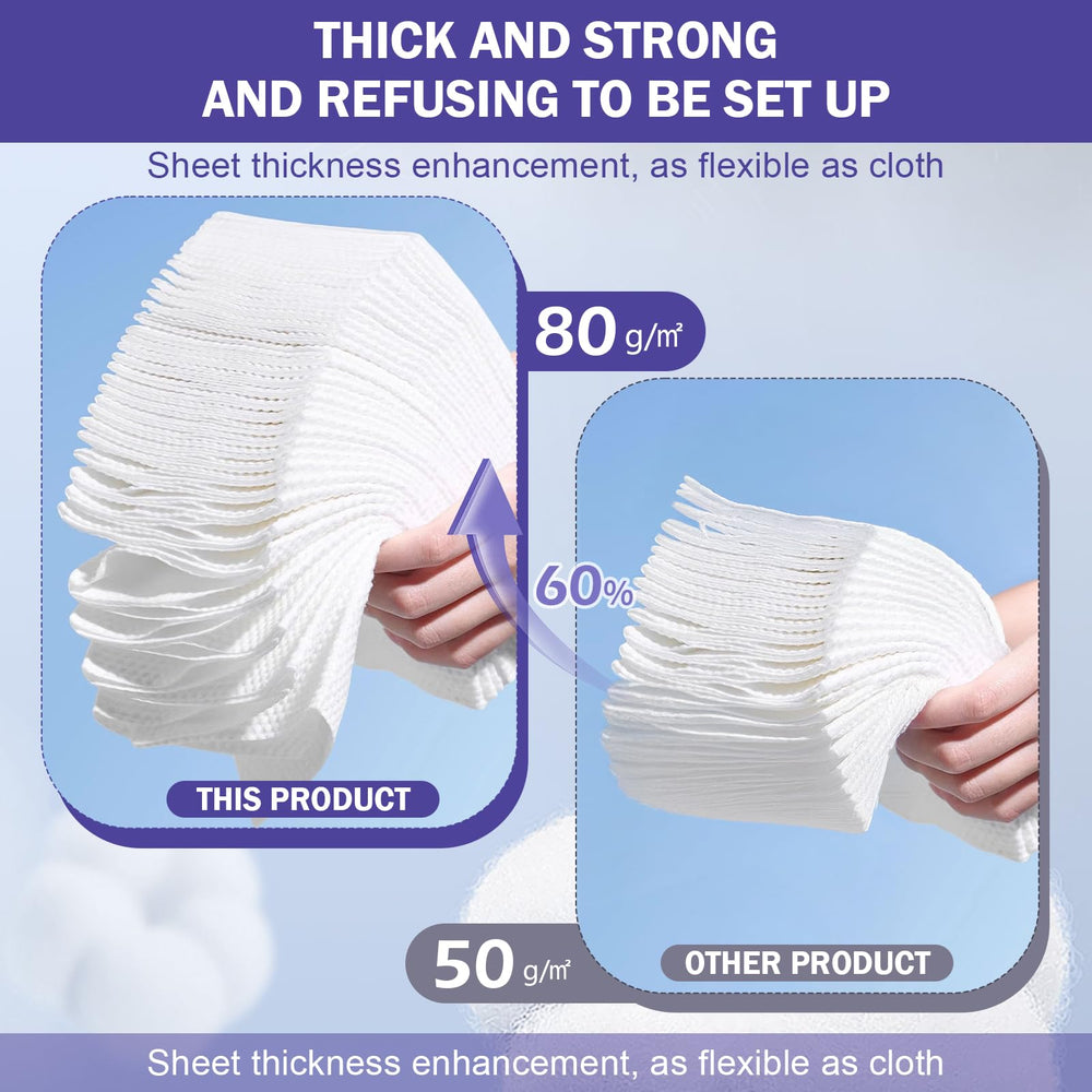 FFEWAFP towel held in hand to show 7.9 by 7.9 inch size and absorbent cotton feel