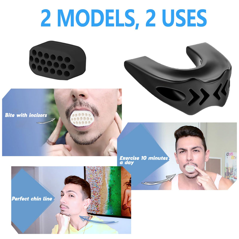 FGVOPJM jaw trainer next to a hand to show compact scale and portability advantage