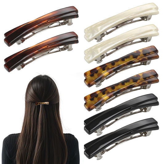 Fibraze front view of eight barrettes showing color variety and everyday styling benefit