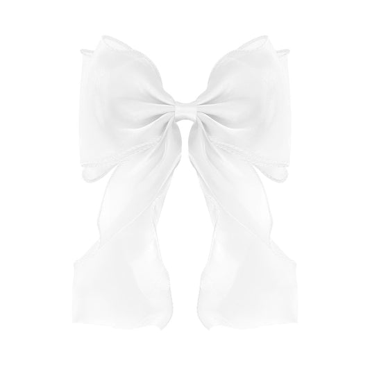 FidesAmor front view white bow showing elegant shape and versatile wear