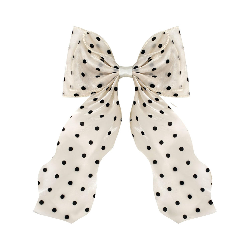 FidesAmor large polka dot bow front view showing elegant shape and bright fabric