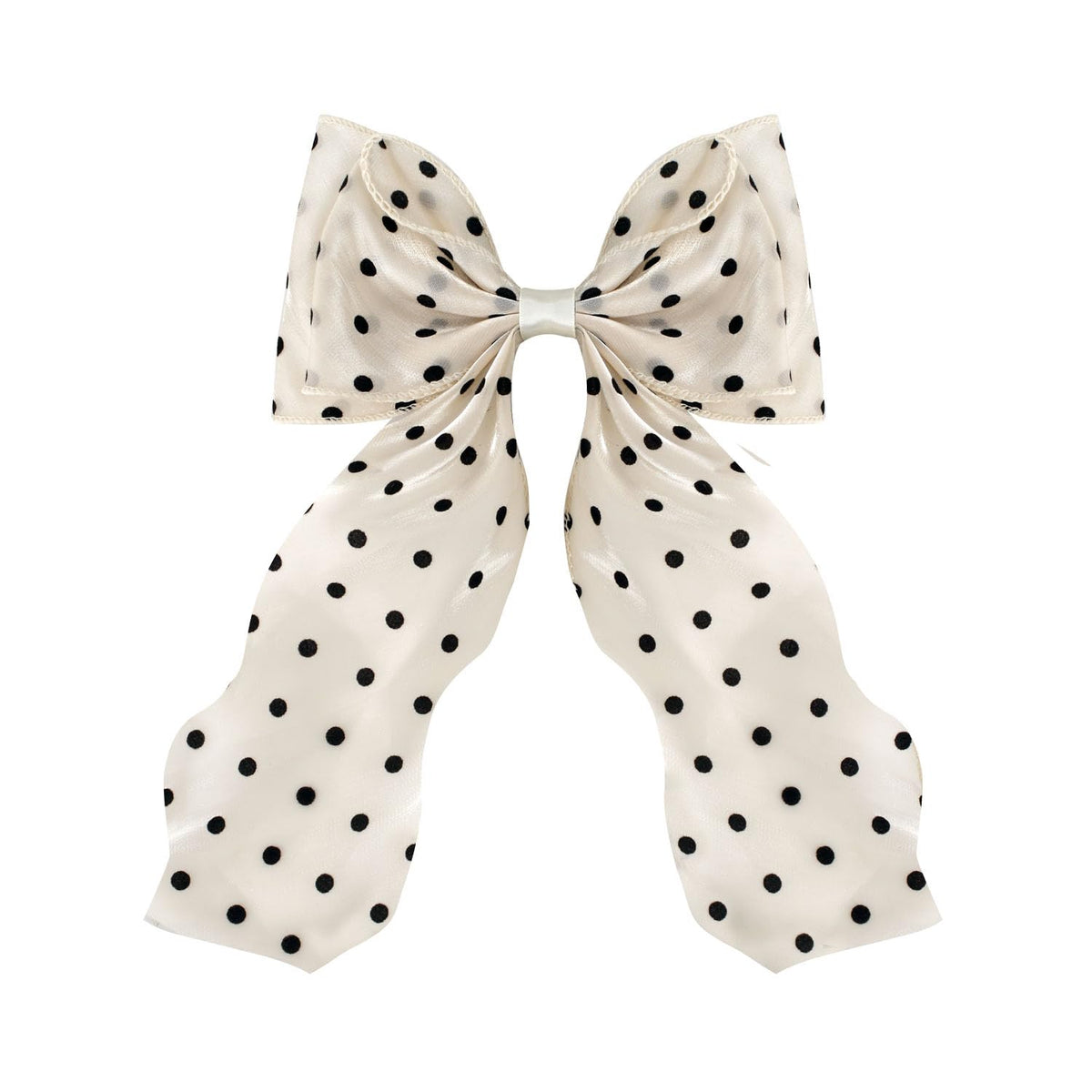 FidesAmor large polka dot bow front view showing elegant shape and bright fabric
