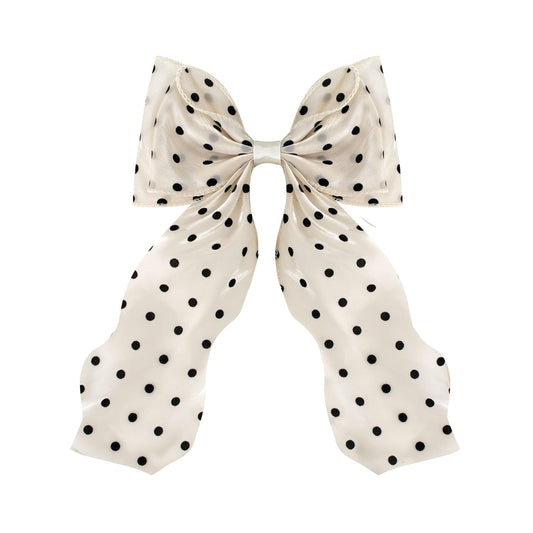 FidesAmor large polka dot bow front view showing elegant shape and bright fabric