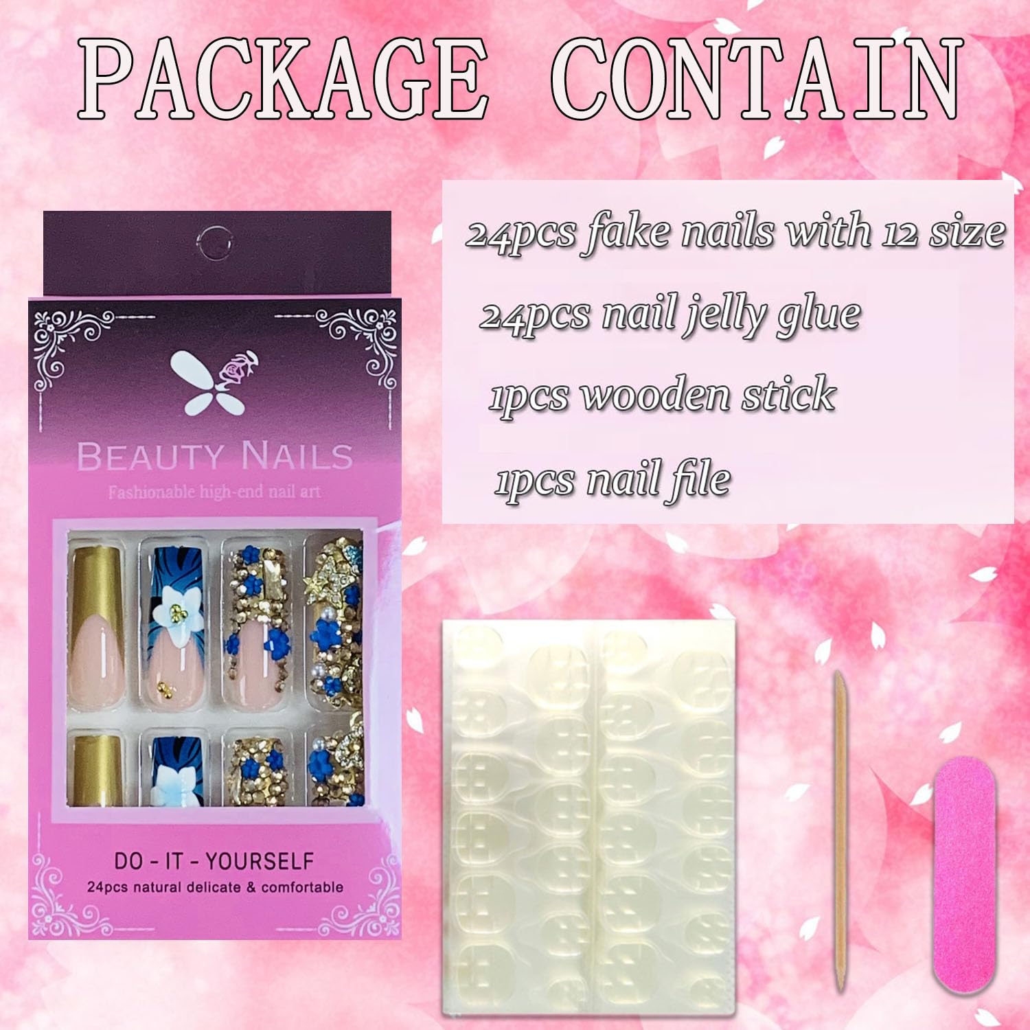 FIEONCIY included mini file and wooden stick with adhesive tabs, aids easy prep
