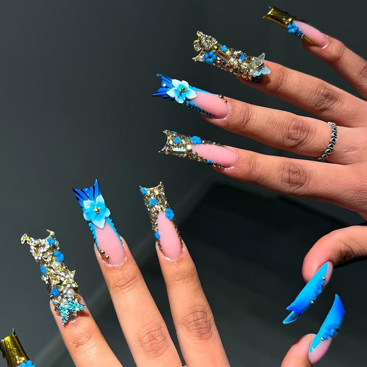 FIEONCIY front packaging showing full set and glossy coffin nails, quick-ready benefit