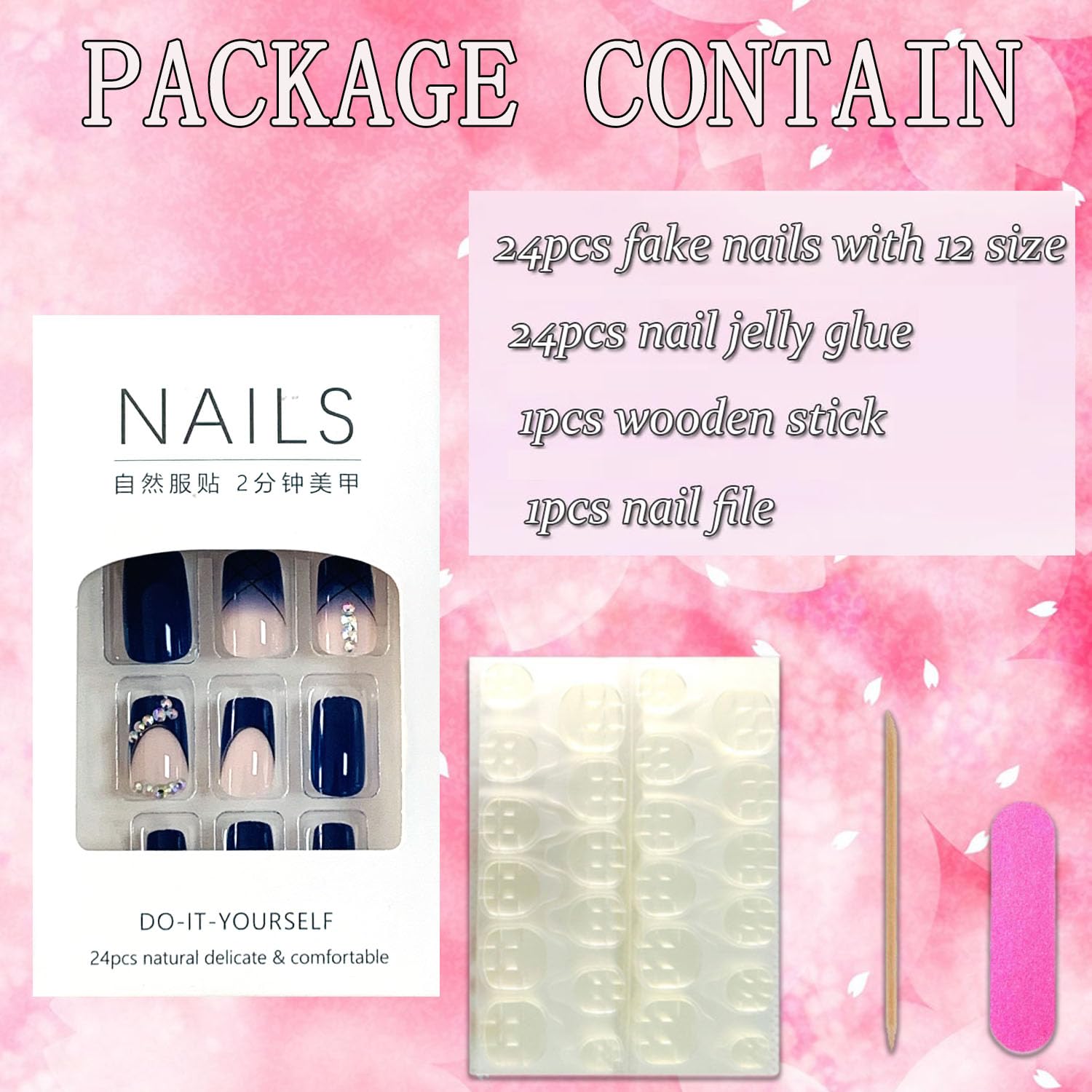 FIEONCIY press-on nail fitted on finger to show scale and short square length for natural look benefit