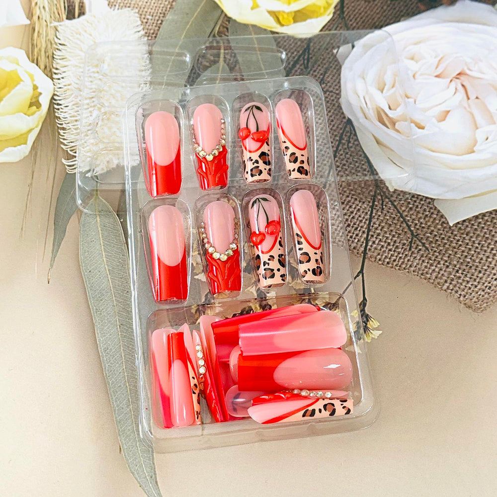 FIEONCIY nails worn on hand showing extra-long coffin scale and dramatic look