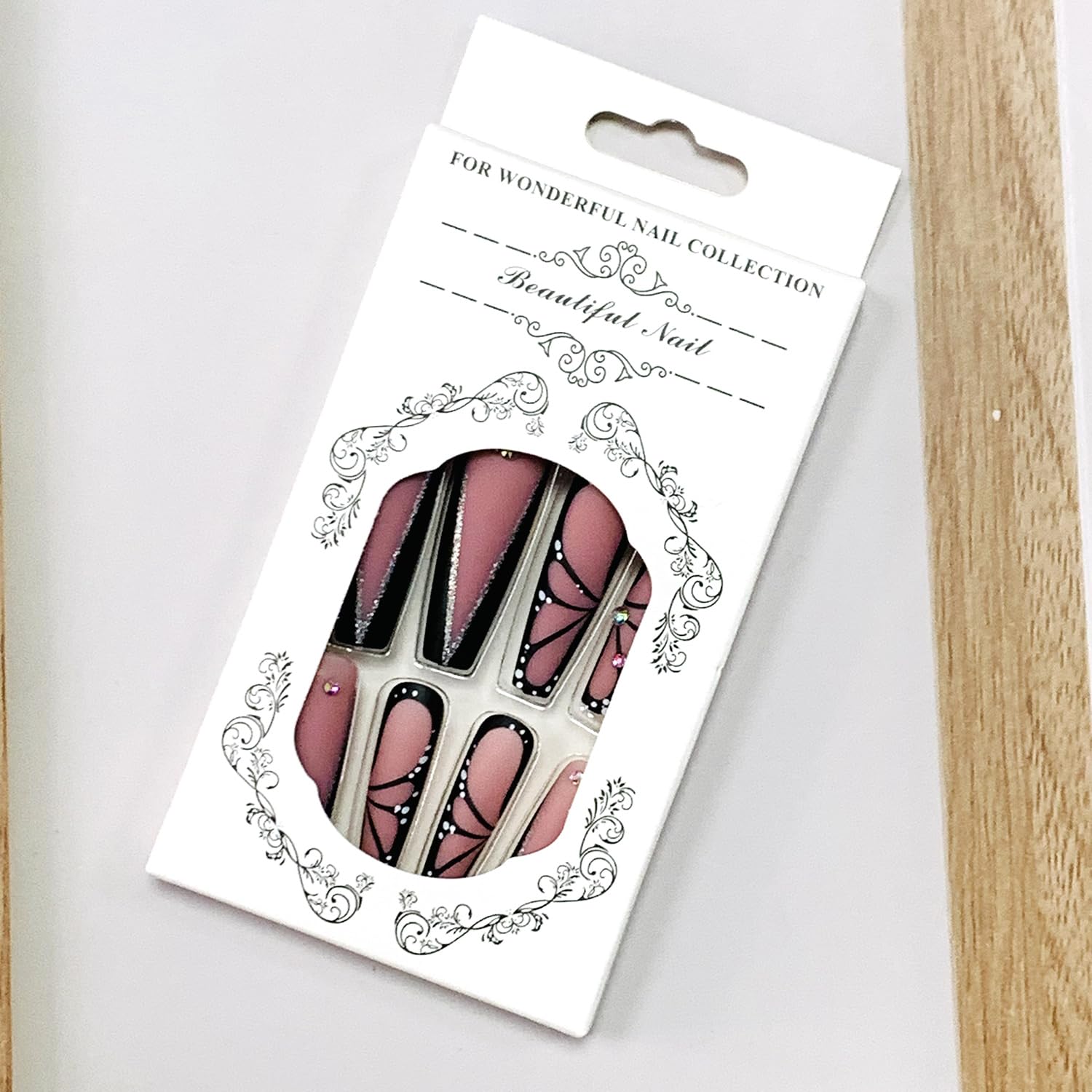 FIEONCIY layout of 24 nails displaying sizes for accurate fit and easy selection