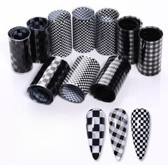 FILFEEL front box of ten plaid foil rolls showing variety and ready-to-use convenience