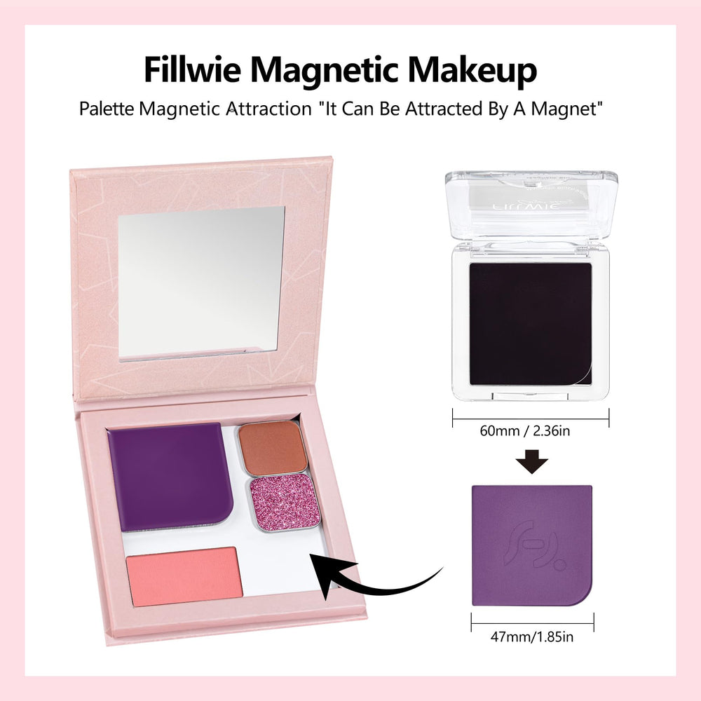 Fillwie model with blended cheeks and eyes showing coordinated violet makeup