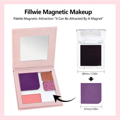 Fillwie model with blended cheeks and eyes showing coordinated violet makeup