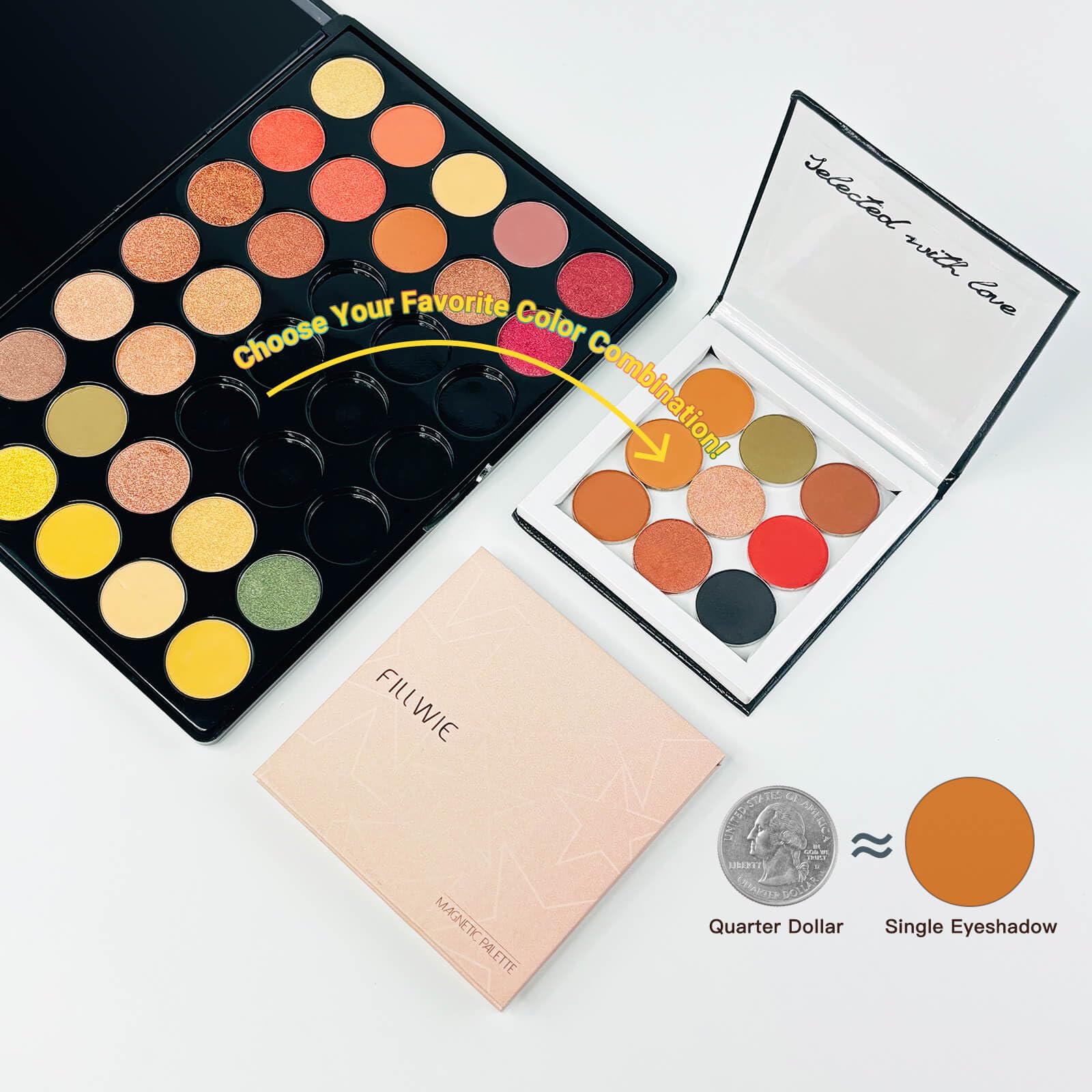 Fillwie arranged pans inside palette for organized color selection