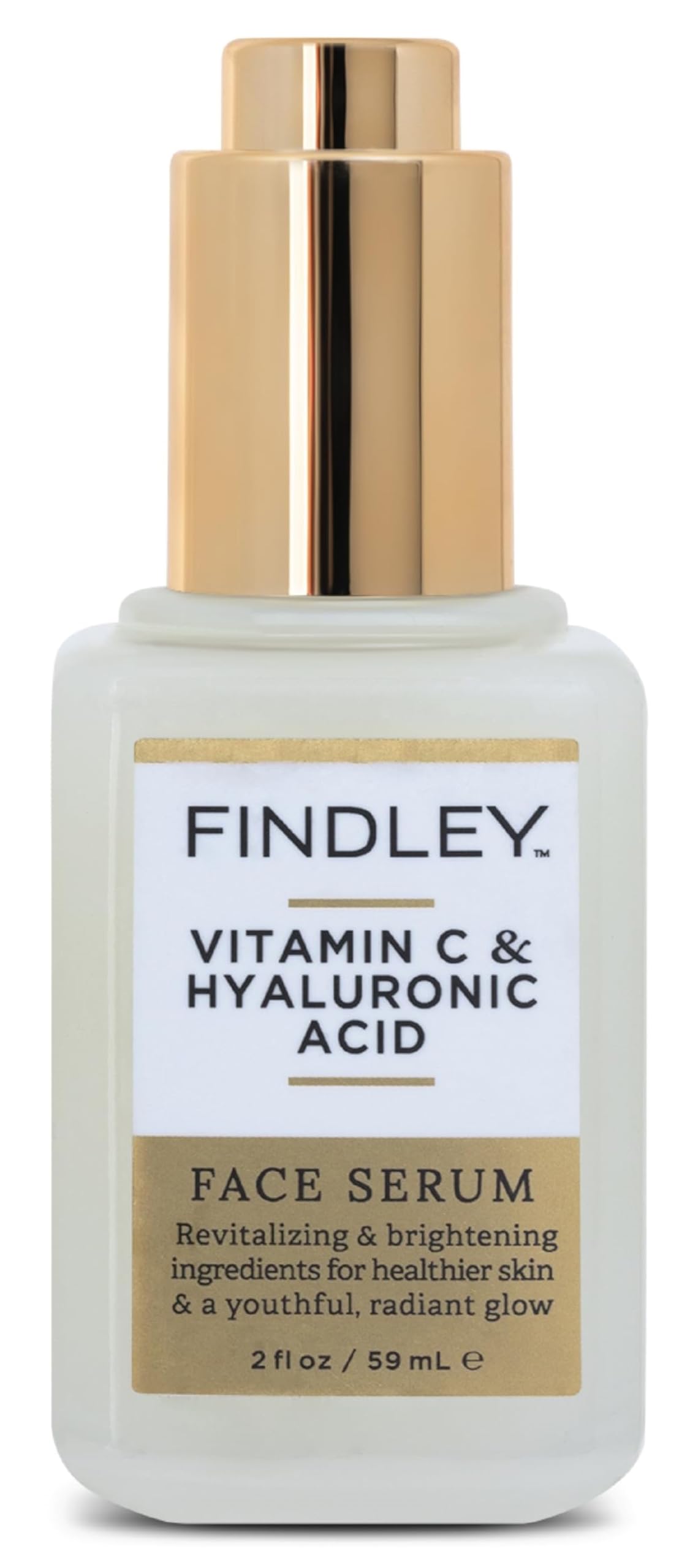 Findley bottle front packaging showing product and benefit of brighter skin
