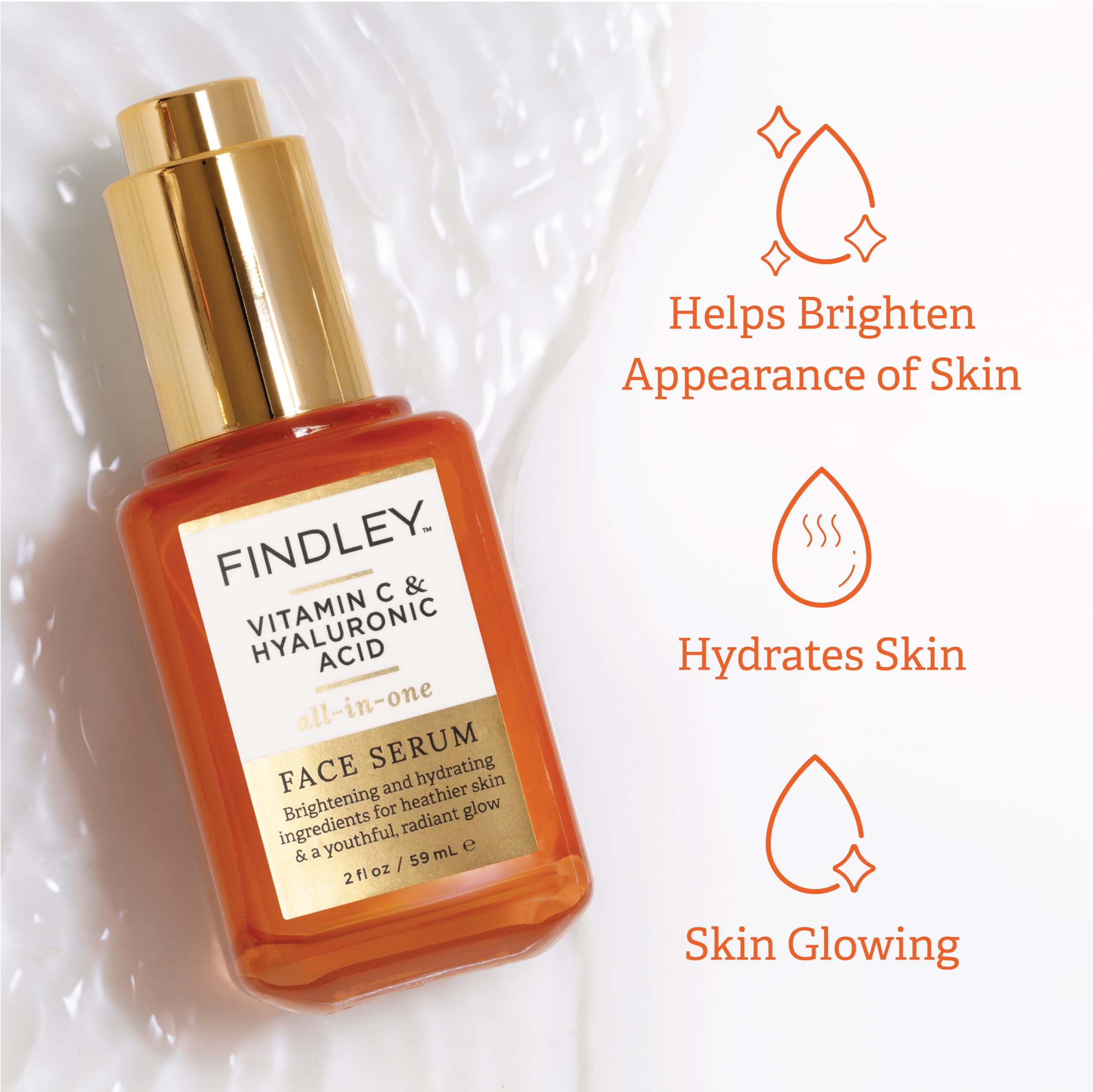 Findley serum texture closeup demonstrating lightweight hydration and absorbency