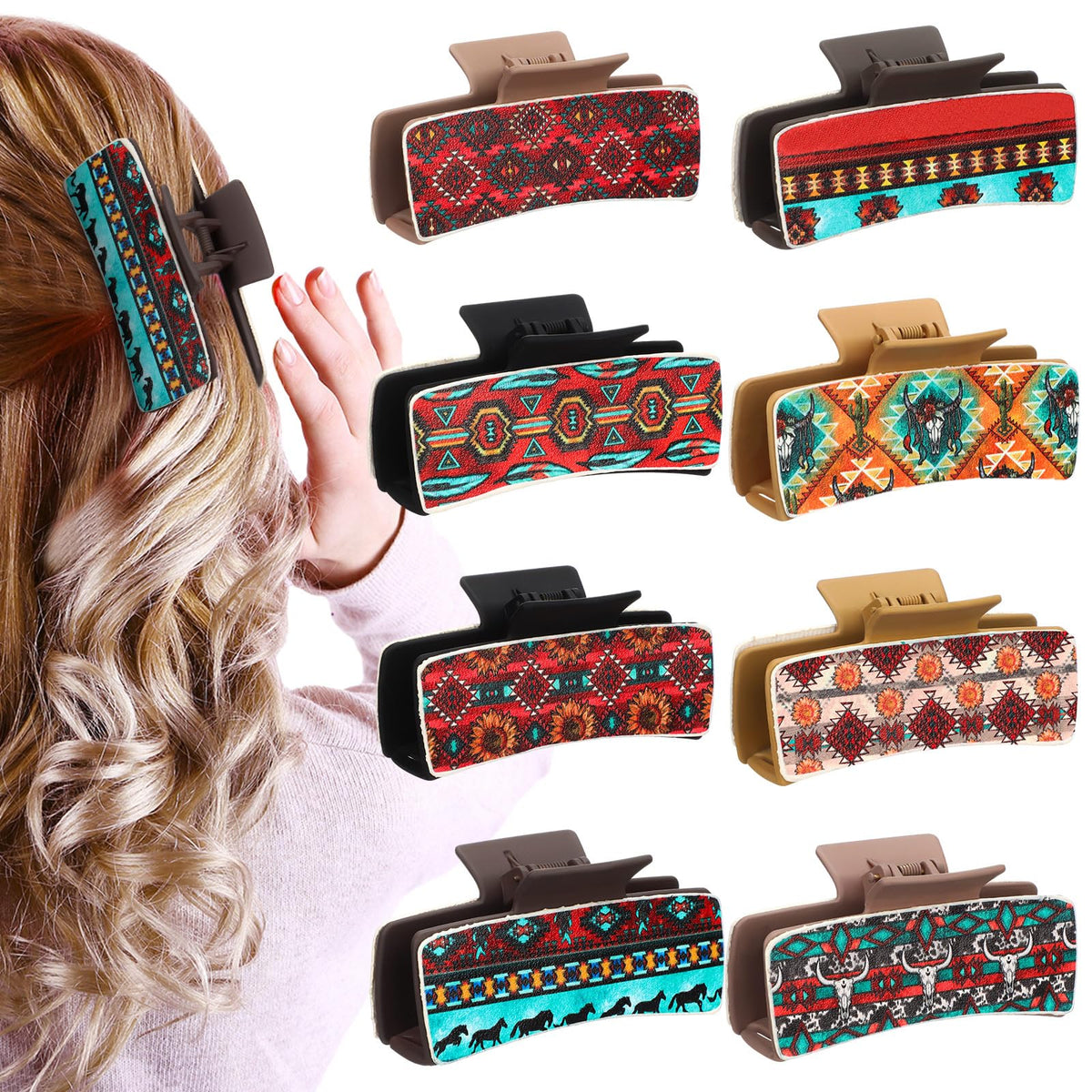 FineCheer front view of cow print clip pack showing variety and rustic appeal