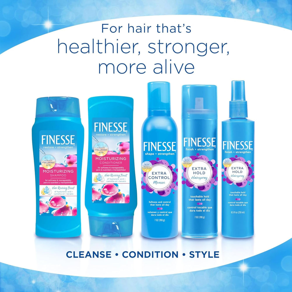FINESSE shampoo in bathroom setting suggesting everyday use and fresh scent