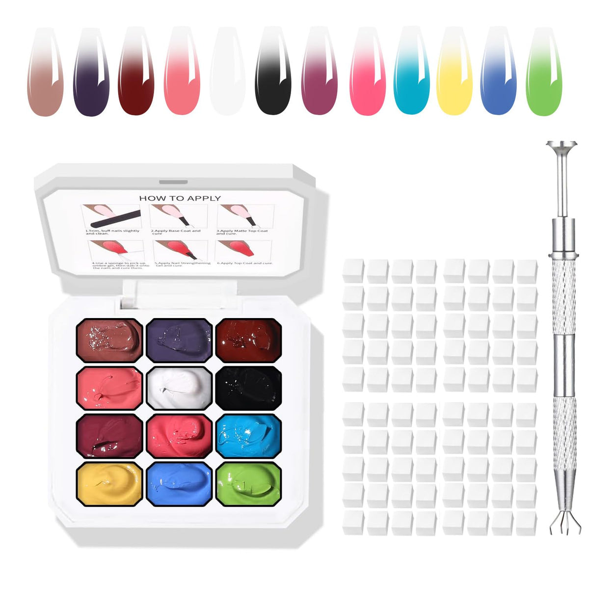 finger secret front packaging showing full 12-color ombre gel kit and benefits