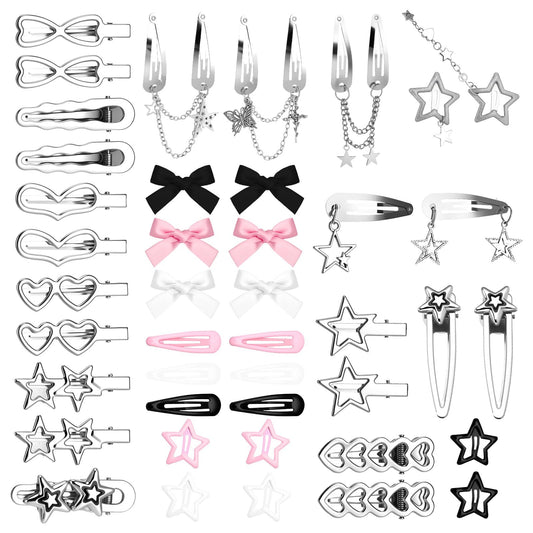 Fingertip WD front packaging showing 42 pink Y2K hair clips and shapes for easy selection