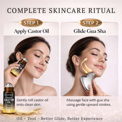 Fiora Naturals closeup of stainless steel gua sha edge highlighting precise sculpting benefit
