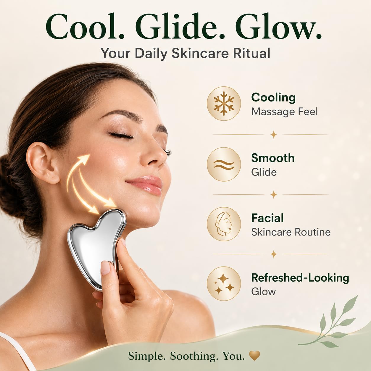 Fiora Naturals using gua sha on jawline demonstrating contouring and drainage benefit