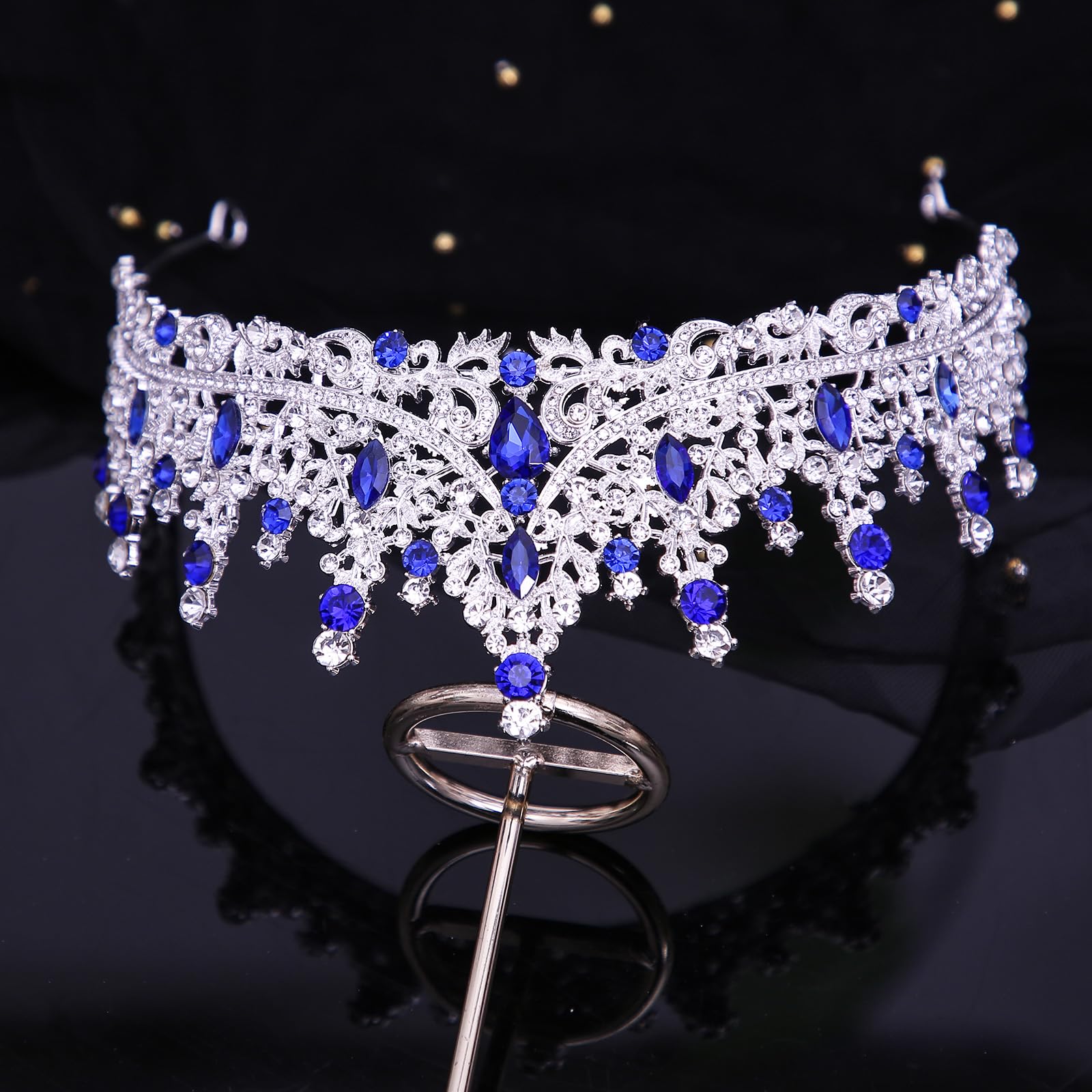 FIRCRE close-up of dark blue rhinestones showing sparkle and clarity