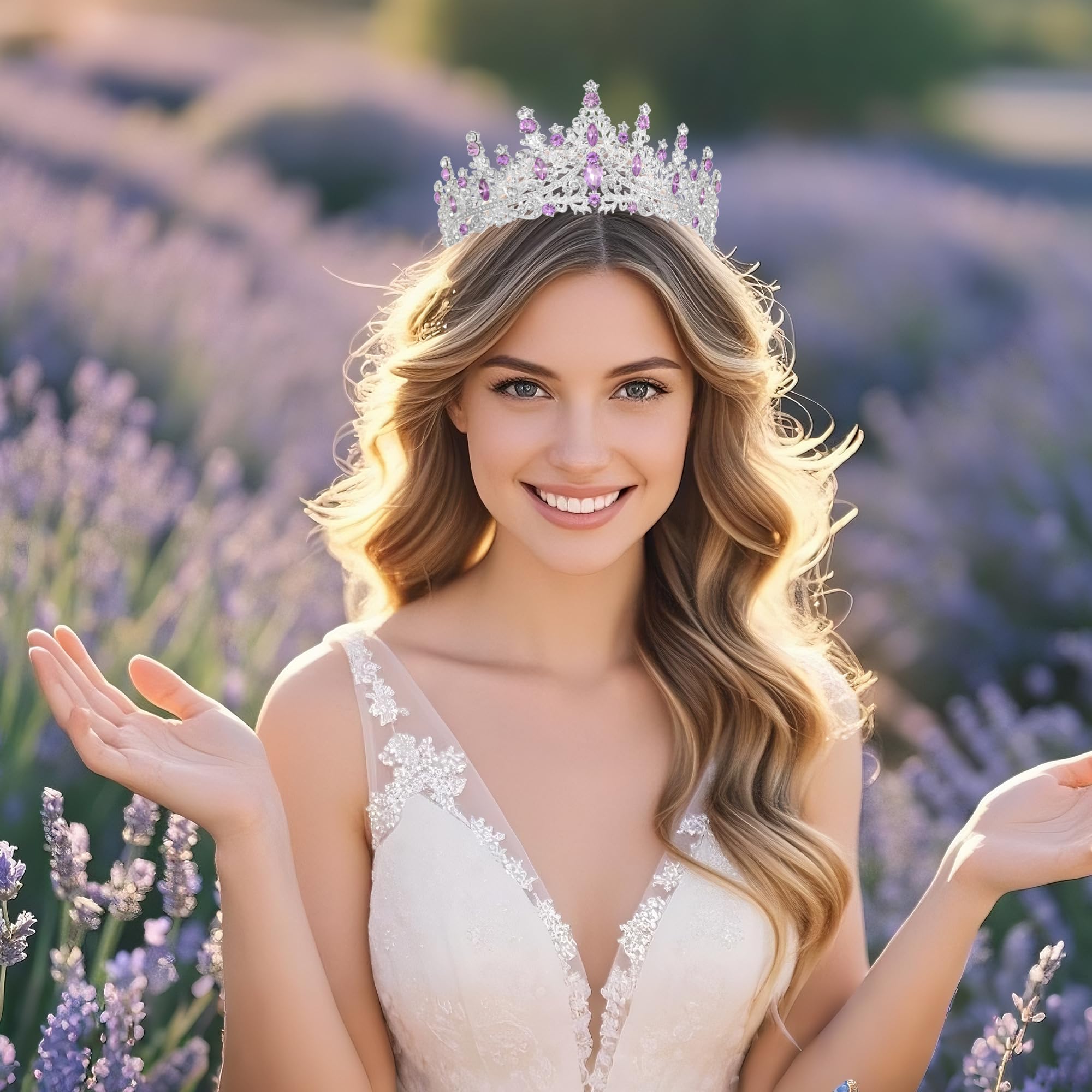 FIRCRE tiara worn by bride demonstrating photogenic bridal styling benefit