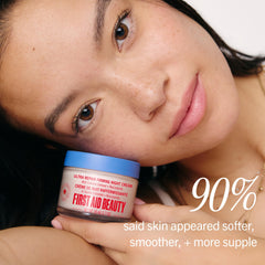 First Aid Beauty next to ruler showing 1.7 oz size for travel-friendly convenience