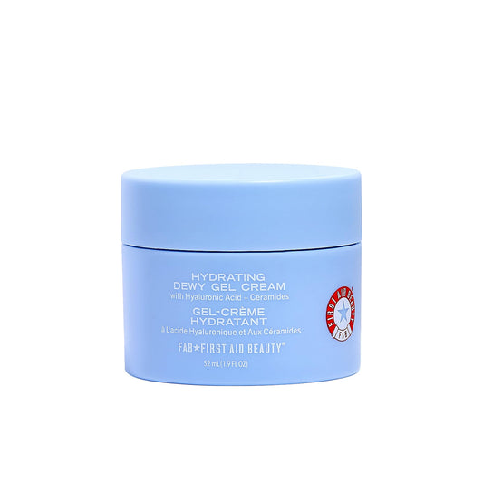 First Aid Beauty front packaging showing dewy gel cream and clear branding for easy identification