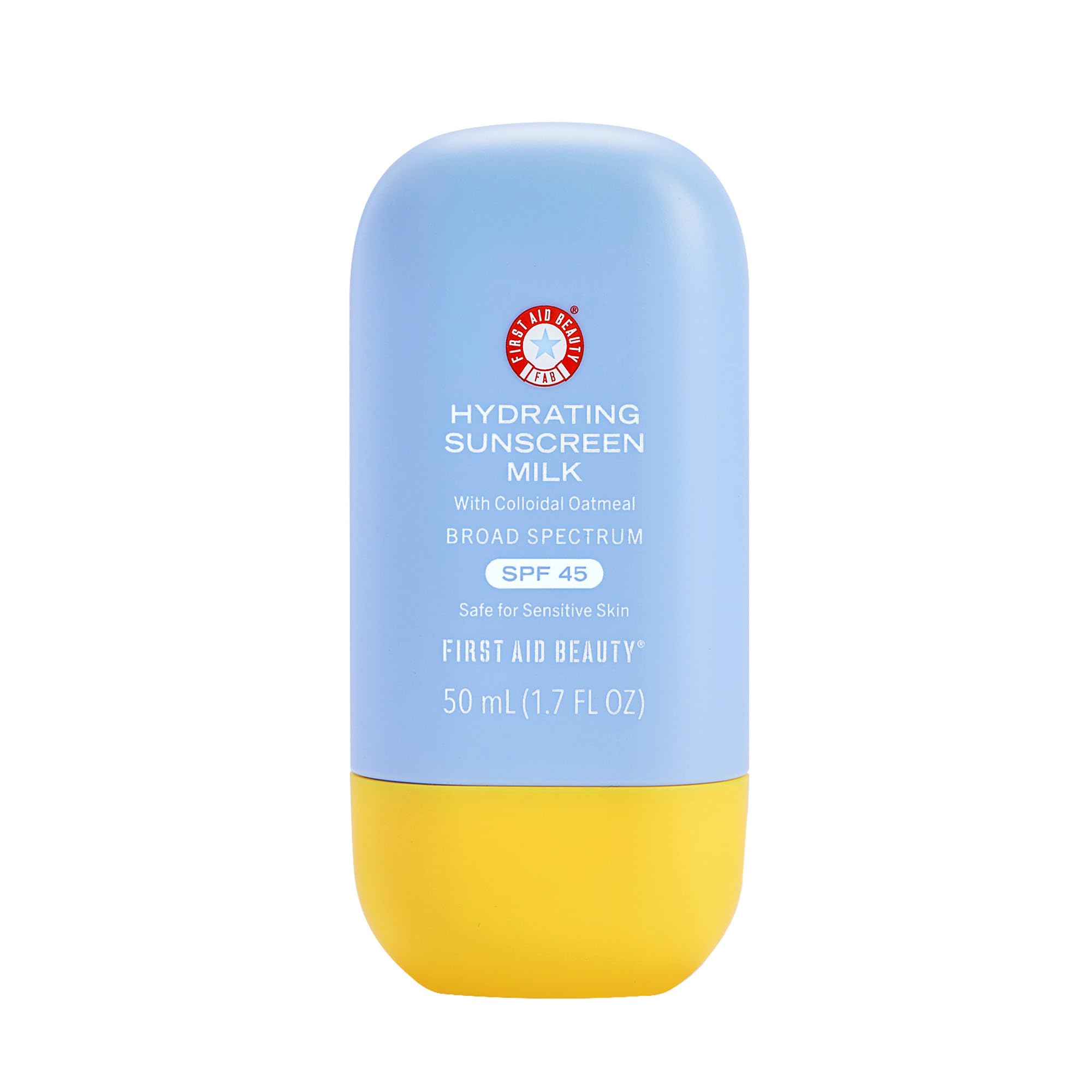 First Aid Beauty front packaging showing SPF 45 and dewy benefit