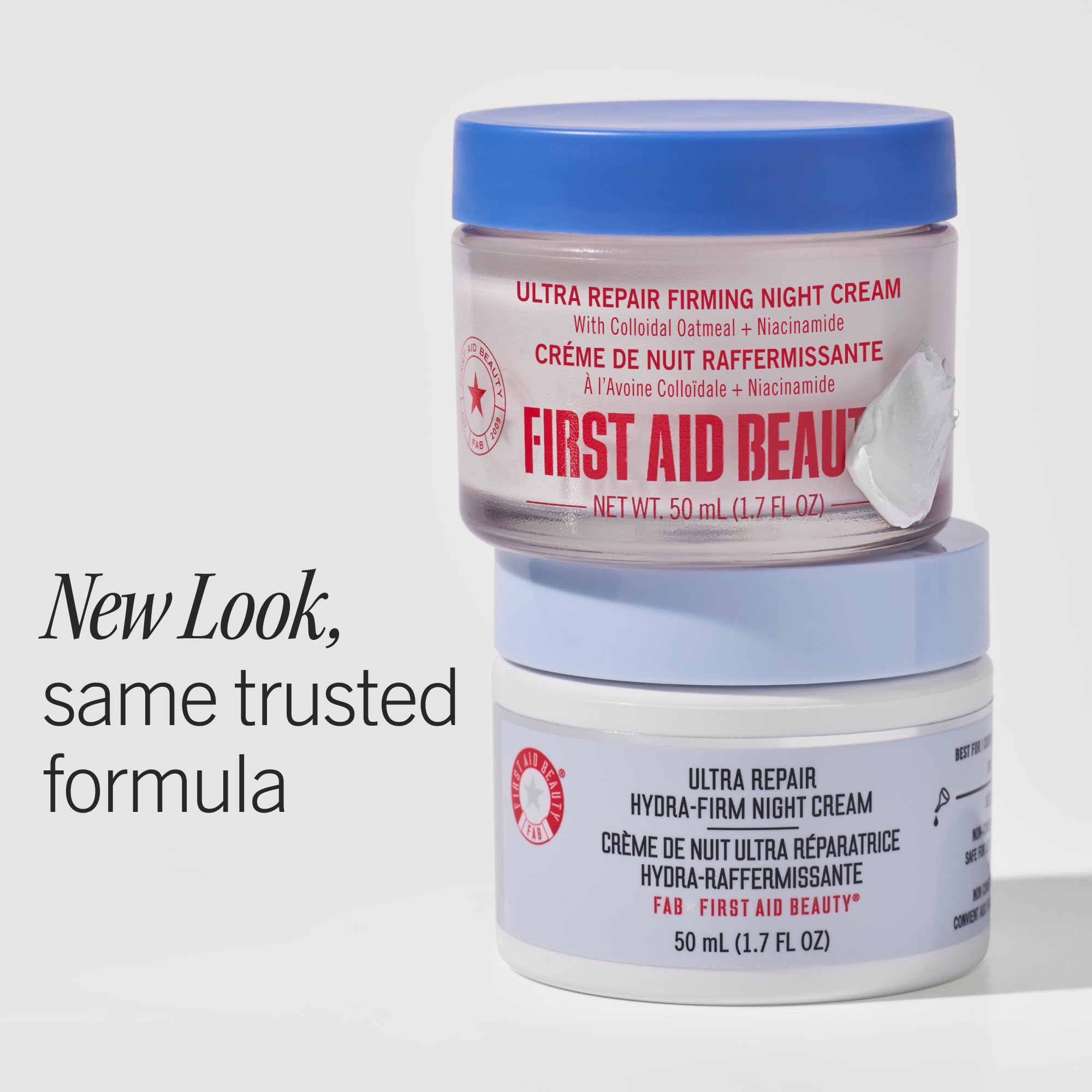 First Aid Beauty open jar with creamy texture for rich overnight hydration