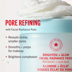 Using a pad on neck and décolleté showing First Aid Beauty pads brighten and smooth larger areas