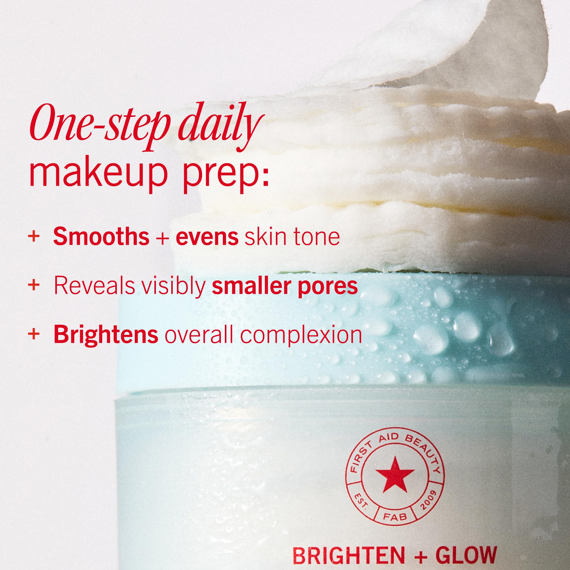 First Aid Beauty pre-soaked pad detail demonstrating saturated formula