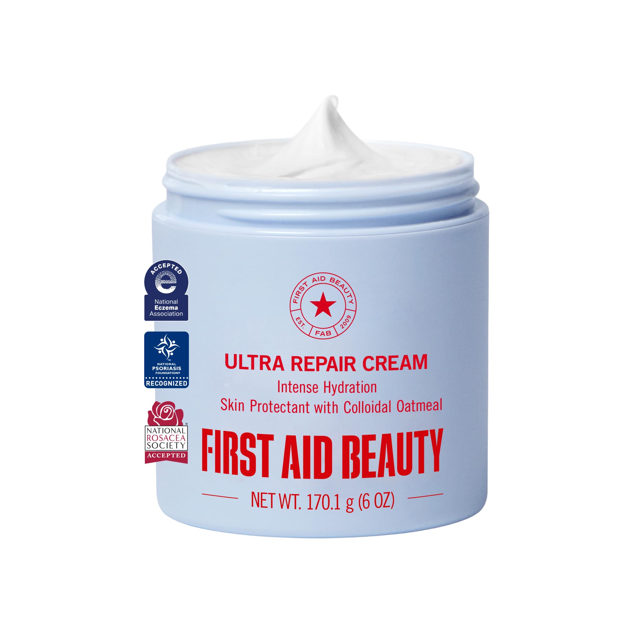 First Aid Beauty front jar showing product and branding for easy identification and trust