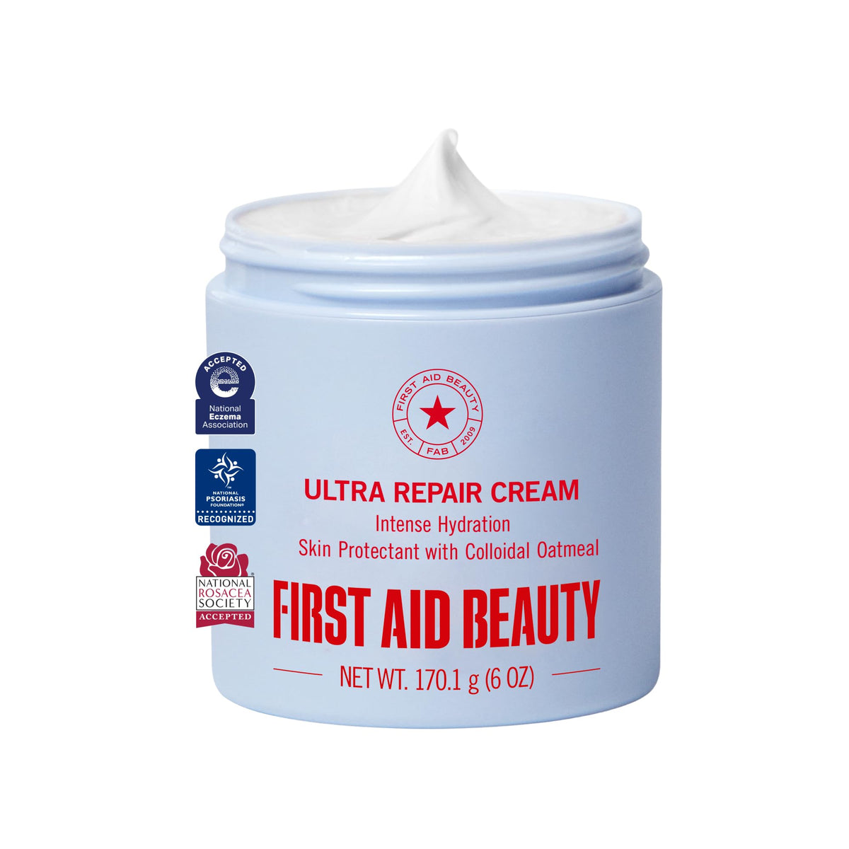 First Aid Beauty front jar showing product and branding for easy identification and trust