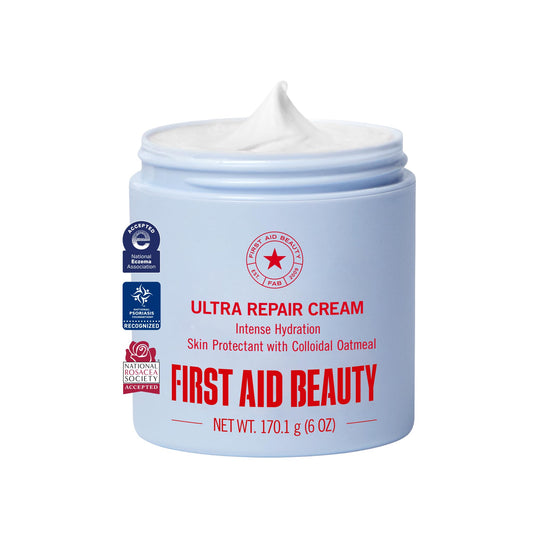 First Aid Beauty front jar showing product and branding for easy identification and trust