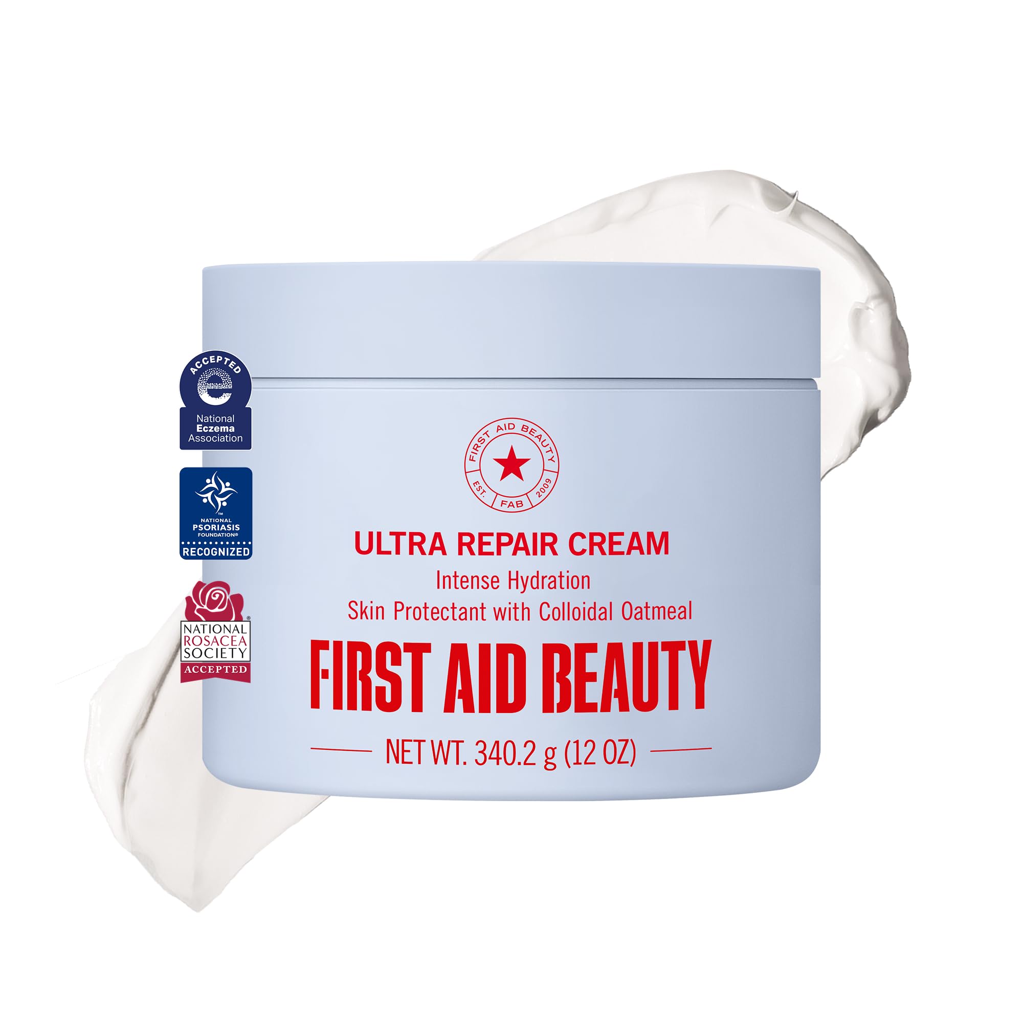 First Aid Beauty jar front view showing label and soothing benefit