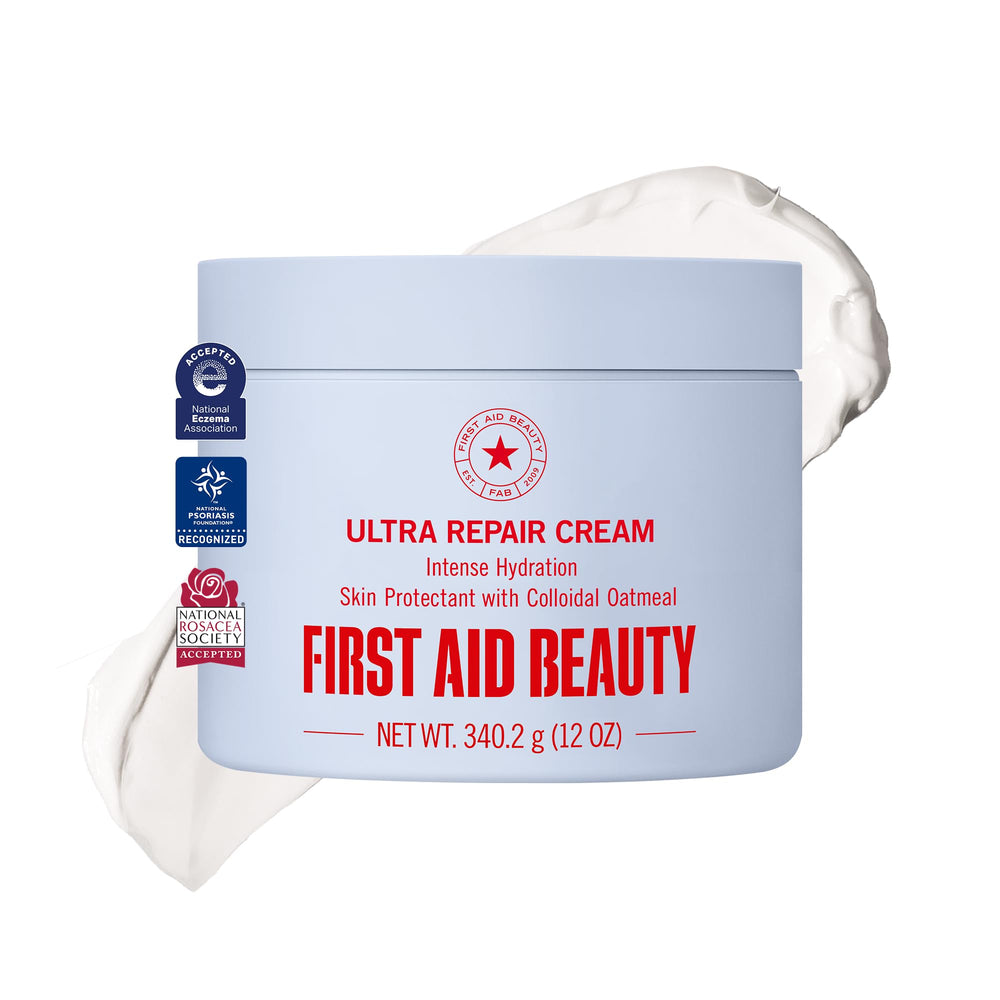 First Aid Beauty jar front view showing label and soothing benefit