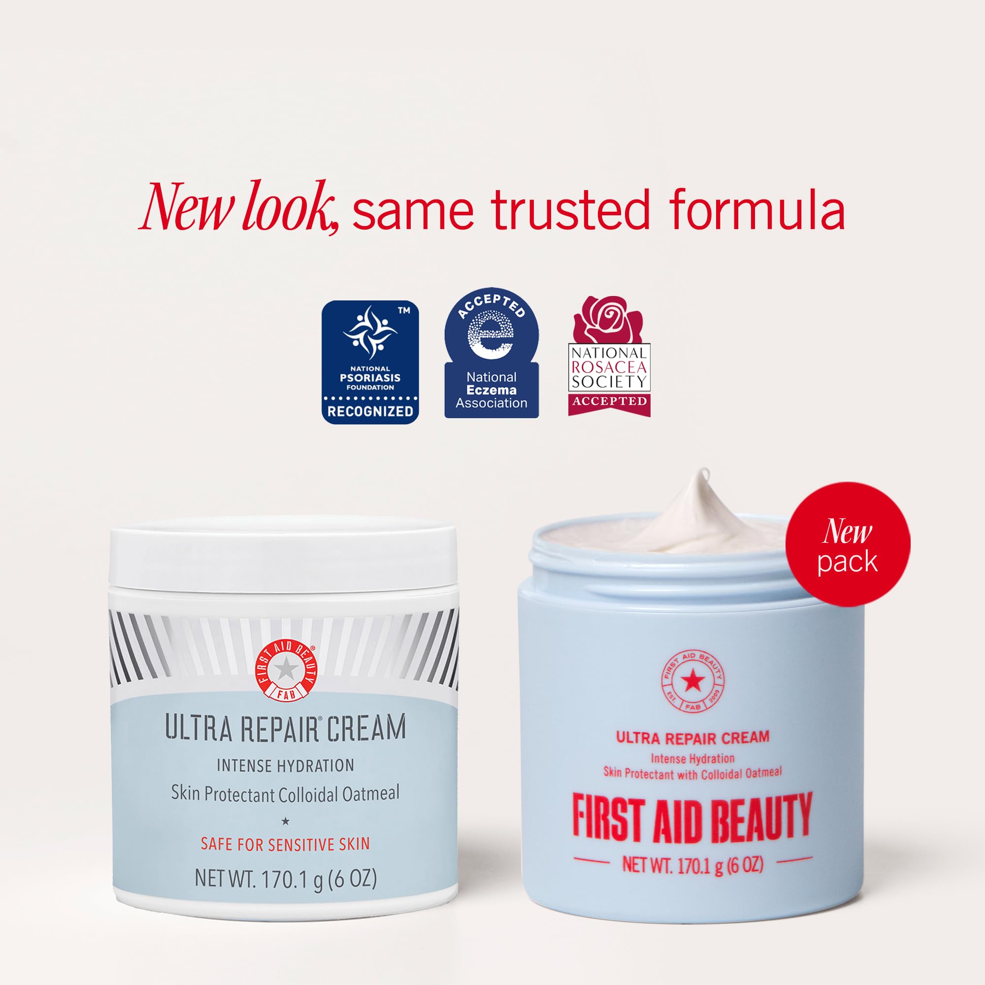 First Aid Beauty open jar texture close-up illustrating whipped creaminess and quick absorption