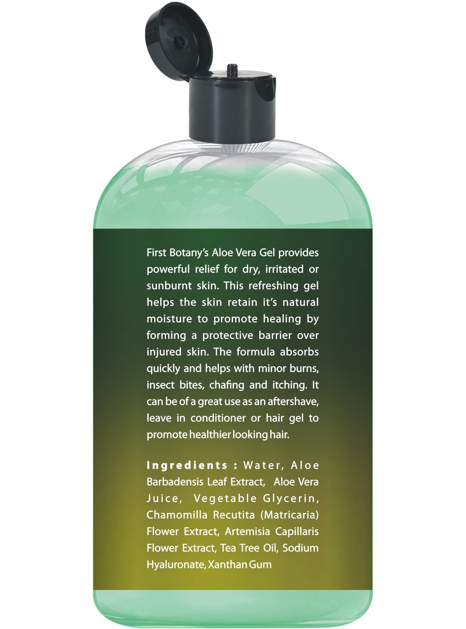 First Botany bottle staged on bathroom vanity to suggest daily skincare and after-sun care routine