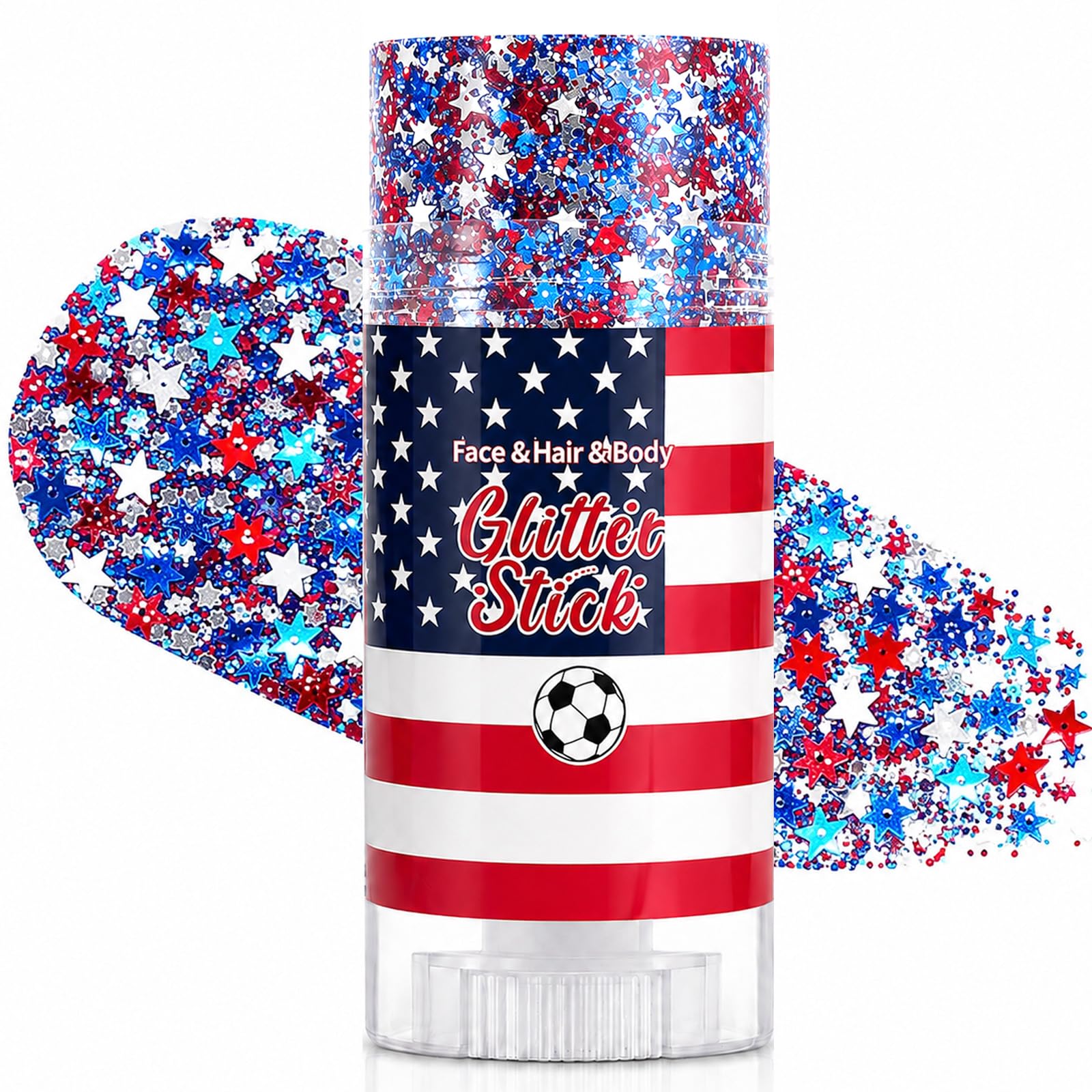 firstfly front packaging showing patriotic glitter stick, easy-to-use appeal
