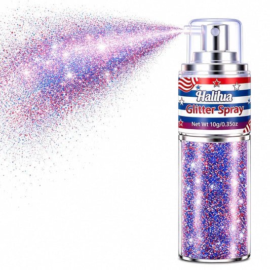 firstfly front packaging showing red white blue glitter, highlights portability and patriotic look