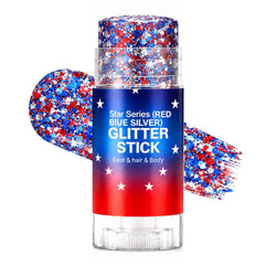 firstfly glitter stick front view showing patriotic packaging and convenience